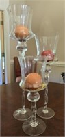 3 pc Decorative Glass Candle Holders