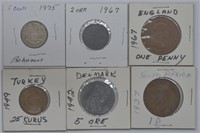 40 - Misc Foreign Coins in 2x2 Holders