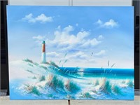 Unframed Lighthouse Beach Painting JB