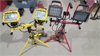 2 double shop lights with stands