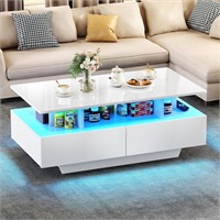 New White LED Table Changing Colors And Drawers