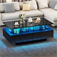 New Black LED Table Changing Colors And Drawers