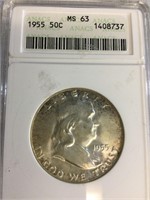 US 1955 Franklin Silver Half-Dollar