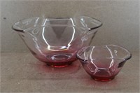 2 1960's MC Cranberry Irregular Polygon Bowls