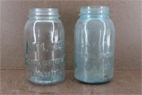 Vtg Atlas Blue Glass Canning Jars w/o Lids