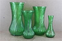 4 Vintage Hoosier Glass Vases