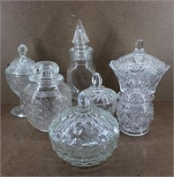 Vtg Misc. Crystal Glass Lidded Jars