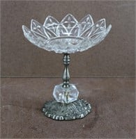 Vtg Decorative Accurat Crystal Compote Bowl