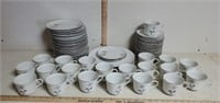 71 pc Gray Rose Leaf Queen Royal Fine China