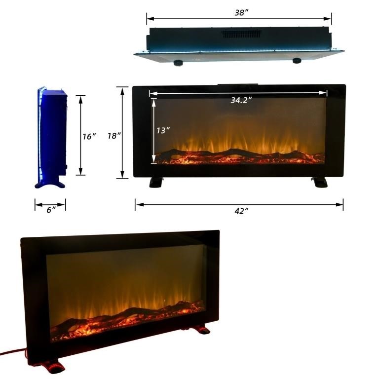 42" Wall-Mounted Electric Fireplace