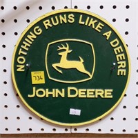 John Deere Cast Iron Round Plaque