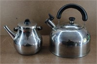 2 Vintage Stainless Steal Tea Kettles