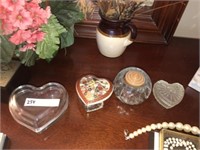Heart Trinket Boxes & Decor on Dresser