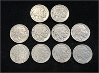 Lot of 10 1936 Buffalo Nickels