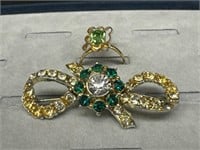 Vintage Bow Brooch and Ring