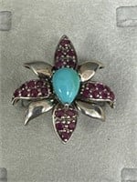 Sterling Silver Ruby Turquoise Ring