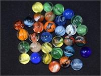 33 Assorted Swirl Glass Marbles