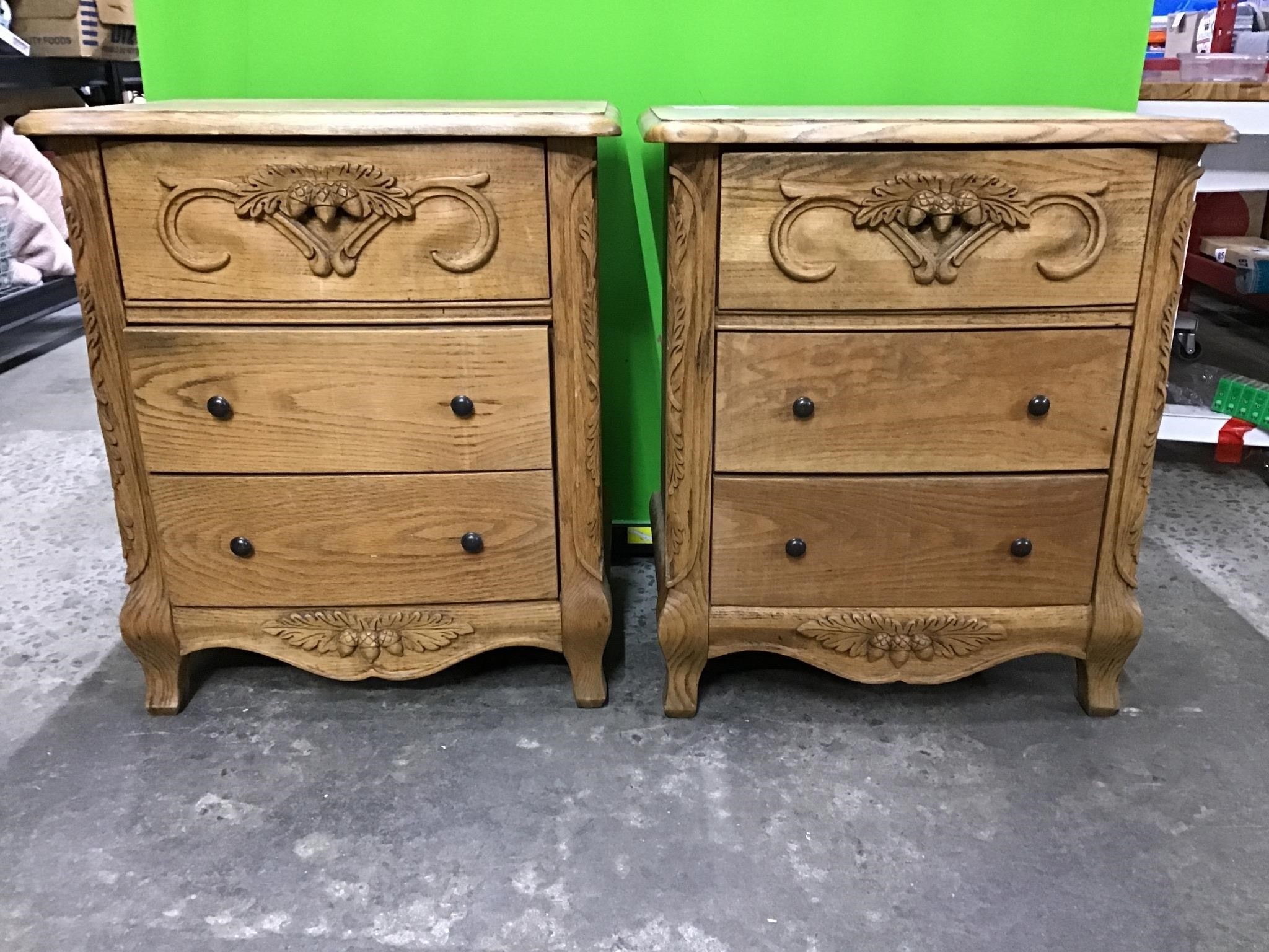 Solid Wood Nightstands with Drawers