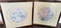 2pc JAPANESE FRAMED BUTTERFLY PRINTS - NO SHIPPING
