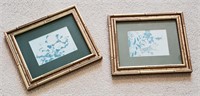 ASIAN SIGNED ART IN BAMBOO STYLE FRAMES 2pc