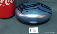 Excellent Signed Iridescent Art Glass Paper Weight
