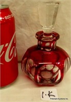 Bohemian Crystal Cranberry Perfume Bottle