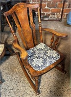 Vintage Wooden Plank Back Rocking Chair