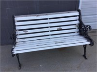 Outdoor Wood Slate, Metal Bench, 51”L