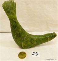 Green Inuit "Seal" Soapstone Figurine