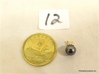 14KT Gold Pendent With Tahitian Black Pearl