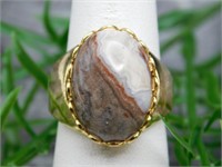 MEXICAN LACE AGATE RING ROCK STONE LAPIDARY SPECIM