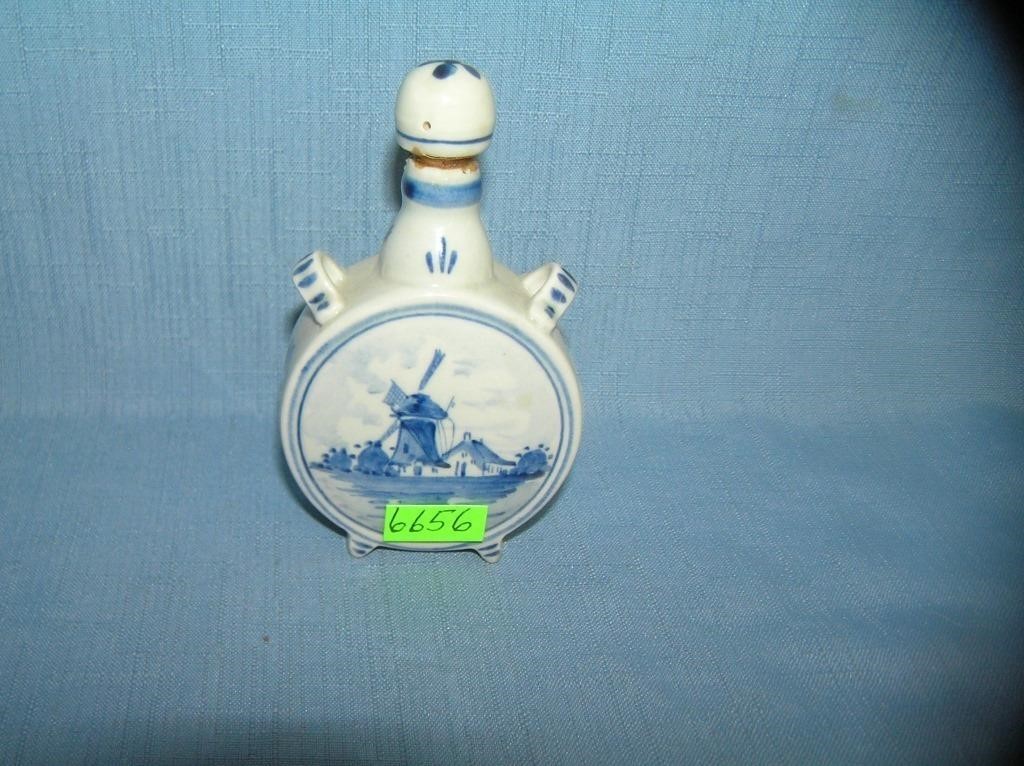 Delftware signed mini liquor decanter
