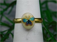 BUTTERFLY DESIGNED STONE RING ROCK STONE LAPIDARY