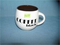 Vintage coffee black painted decorated coffee mug