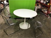White Table with 4 Clear Chairs