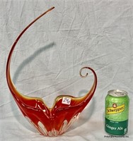 Amber Lorraine Glass Cuved Finger Dish