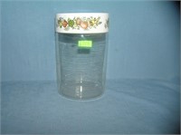 Vintage vegetable decorated glass container