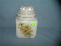 Vintage floral decorated storage jar