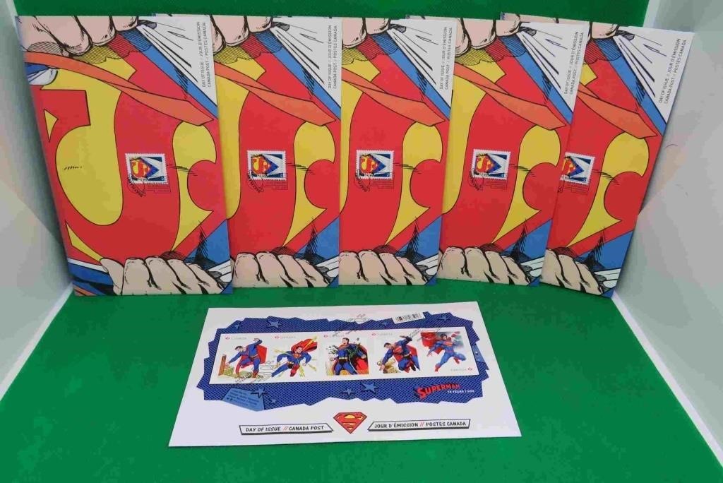6x Canada Post Superman First Day Cover Stamps