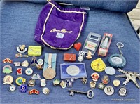 Collectible Lot UN Peace Medal, Tins, Keys ETC