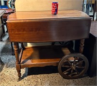 Maple Drop Leaf Rolling Tea/Bar Cart