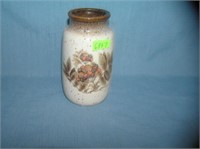 Floral decorated glazed vase