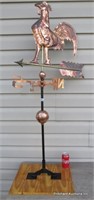 Excellent  Full Size Copper Rooster Weather Vane