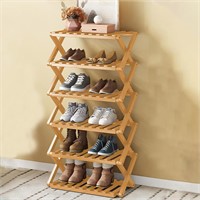 6-Tier Natural Bamboo Shoe Rack  Free Standing