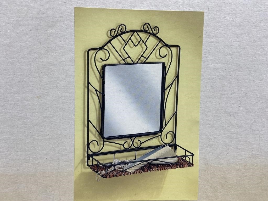 Wicker Wall Mirror And Shelf