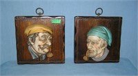 Pair of Lefton China sea captain wall plaques on a