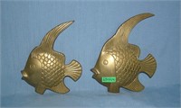 Pair of solid brass fish wall decorations Circa 19