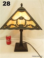 Original Antique Carmel Slag Glass Table Lamp