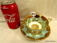 Paragon "Gold & Teal" China Tea Cup & Saucer