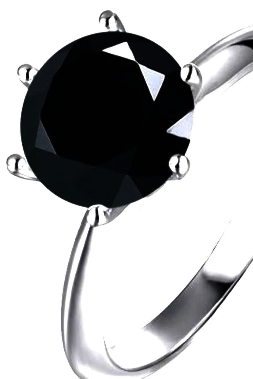 1.00 Carat Black Diamond 6 Prong Sterling 925 Ring